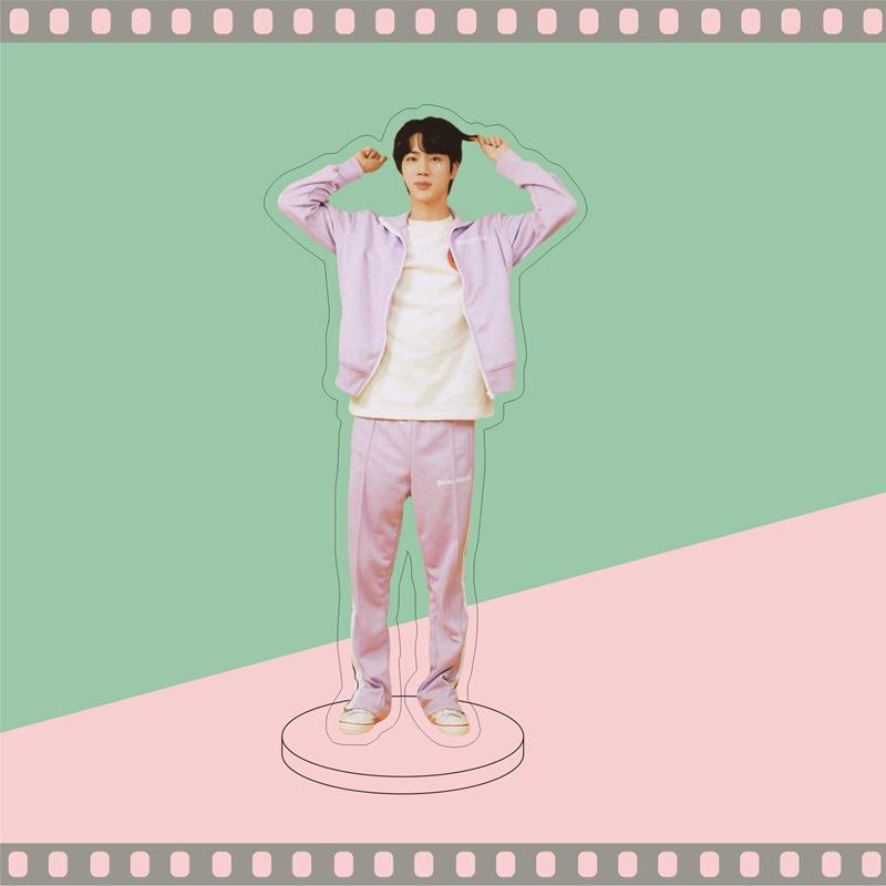 7pcs BTS Casual Outfit Acrylic Standee, Idol Full-Body Photo Desk Figure, Kpop Fans Collectible Display Stand