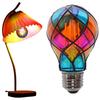 Stained Glass LED Light Bulb E26 4W 120V, Romantic Vintage Lighting for Halloween & Christmas Decor, Indoor Bedside Lamp, Garden