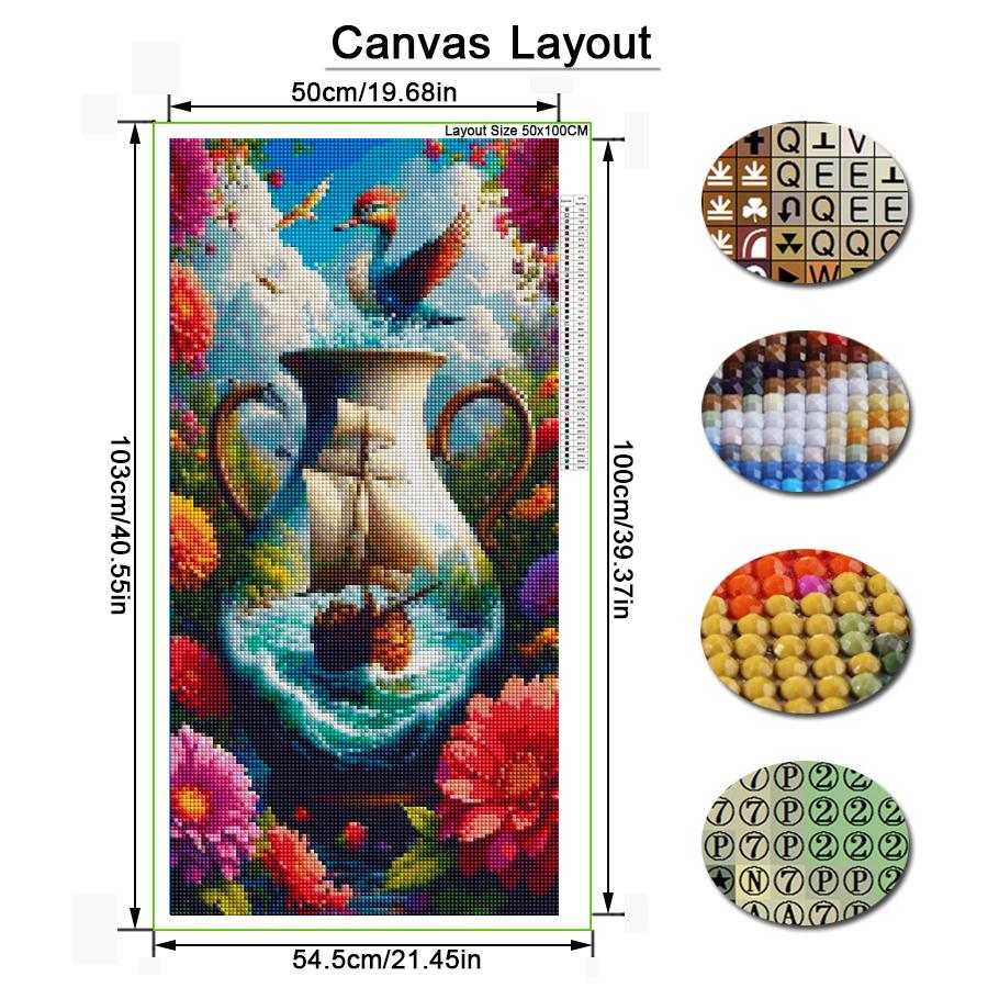 Diy Diamond Mosaic Fantasy Vase Sailboat Landscape Large Size Diamonds Painting Full Drill Rhinestone Embroidery Jewelry Cross Stitch Kits Wall Decor