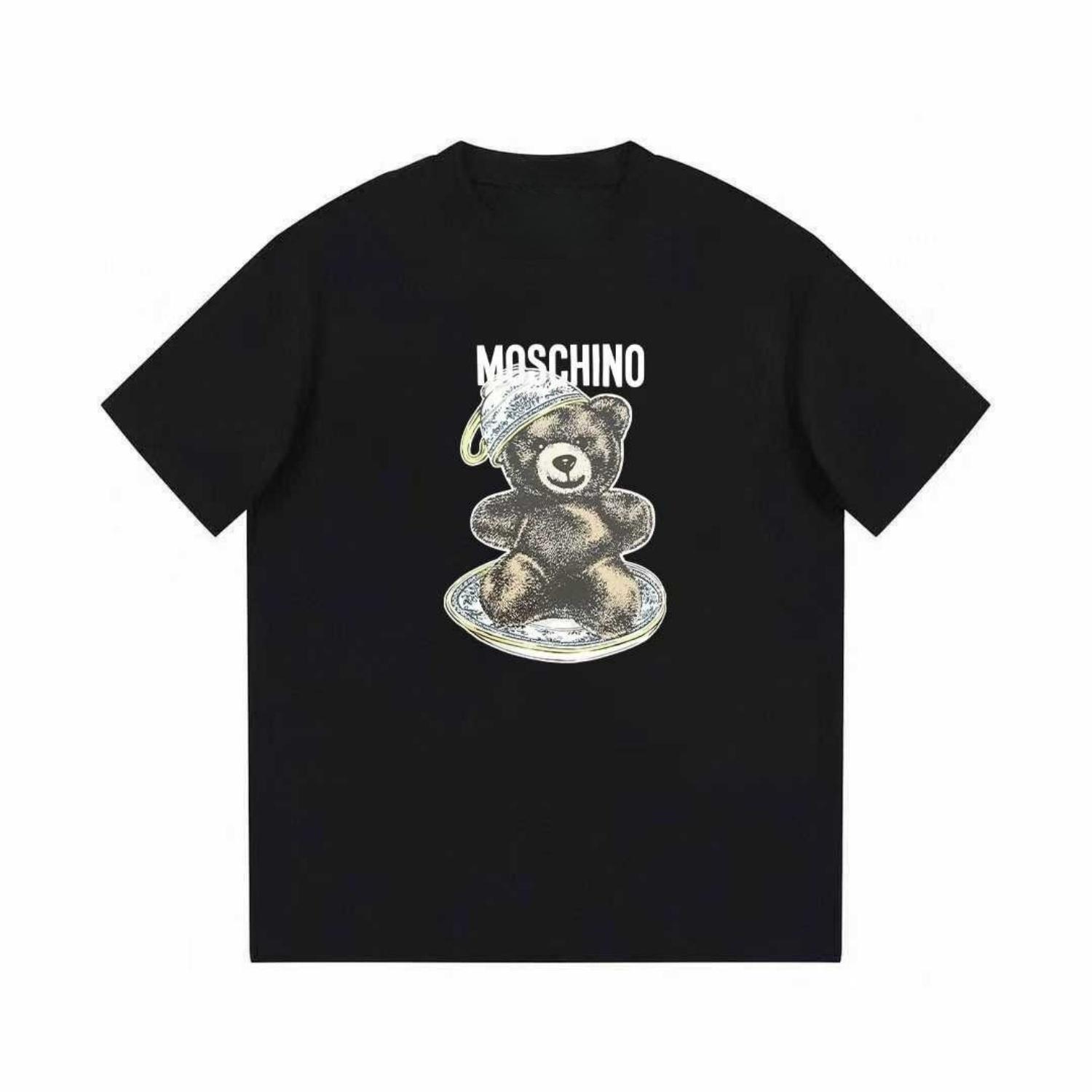 Мужская футболка Moschino с принтом мишки Тедди Дизайнерская футболка S чёрный