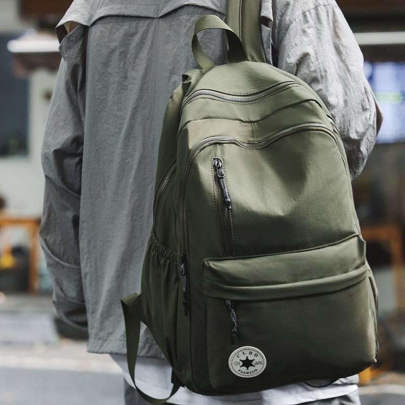 Middle School Student Schoolbag Women's Large Capacity Backpack Men Solid Color Nylon Backpack