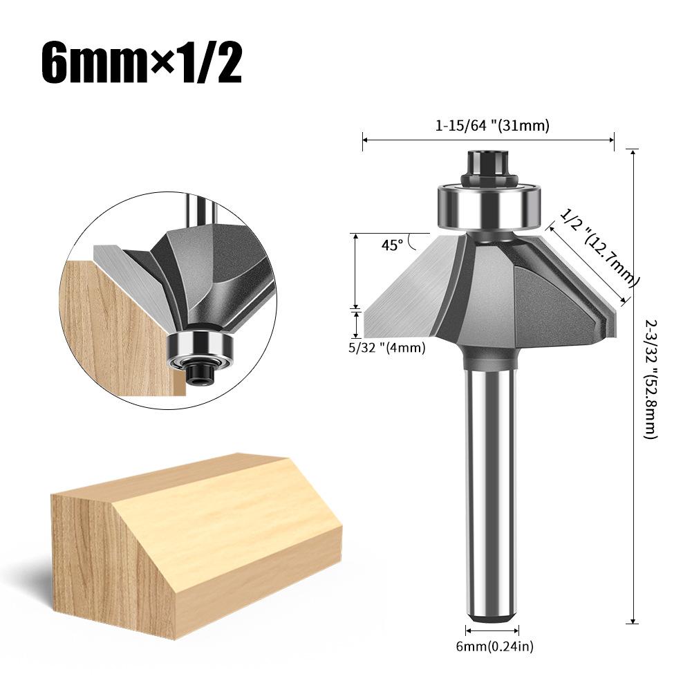 6 Handle 12 Handle 45 Degree Bevel Knife Woodworking Milling Cutter Trimming Machine Engraving Cutter Head 45 Degree Chamfer Knife Bevel Knife