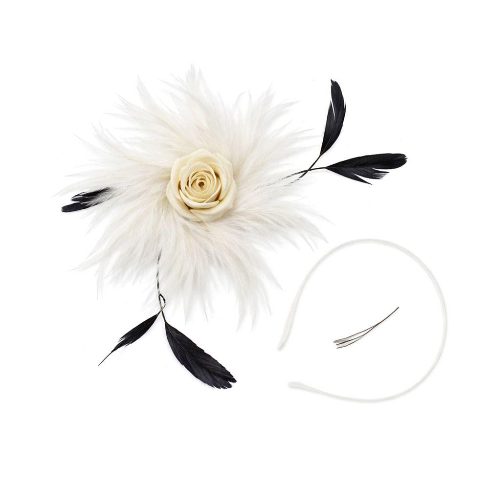 Dual-purpose Feather Headdress Colorful Lady Fascinators Retro Flower Headpieces  Wedding