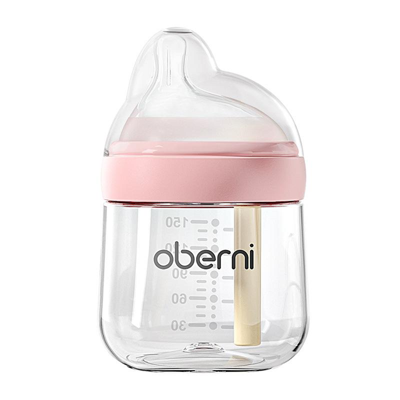 Oubani Newborn Eccentric Nipple Glass Bottle 0-6 Months Anti-swelling Newborn Baby Bottle