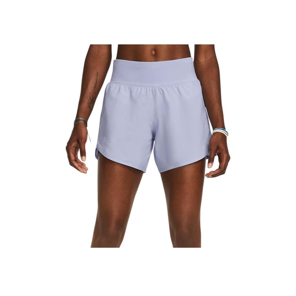 Under Armour Flyby Elite Solid Logo High Waist Running Casual Shorts Women Shorts Cyan 1383242-539
