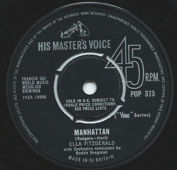 

7inch Record ELLA FITZGERALD - Manhattan POP373 His Master s Vo UK Jazz Used
