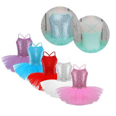 Vestido de tul con tutú y lentejuelas de hada para niña, falda de ballet sin mangas, vestido de leotardo, ropa de baile