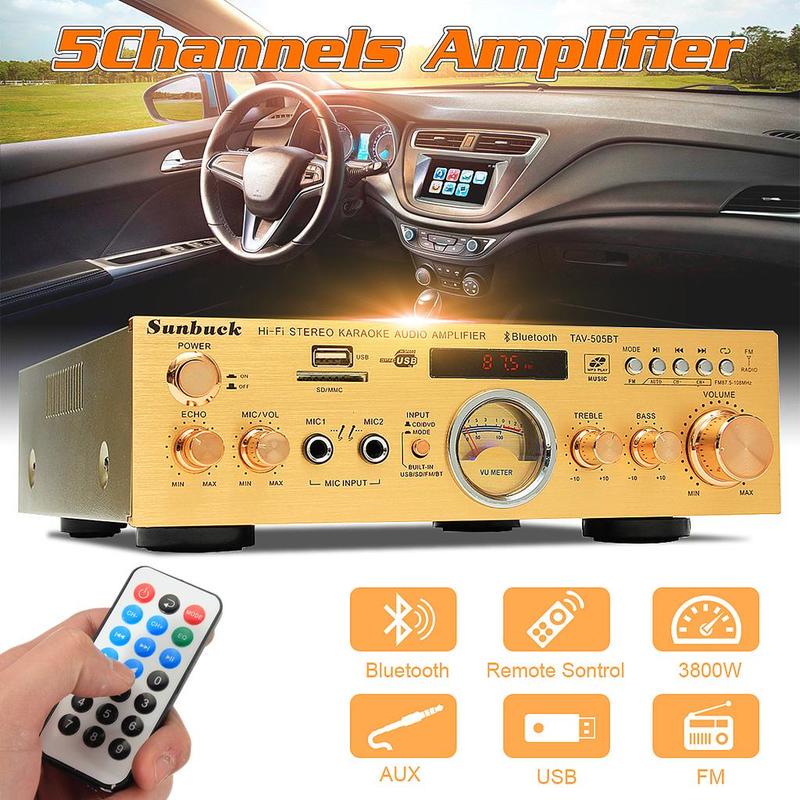 Buy 3800W 220V 5Channel Speaker Bluetooth Audio Power Amplifier with