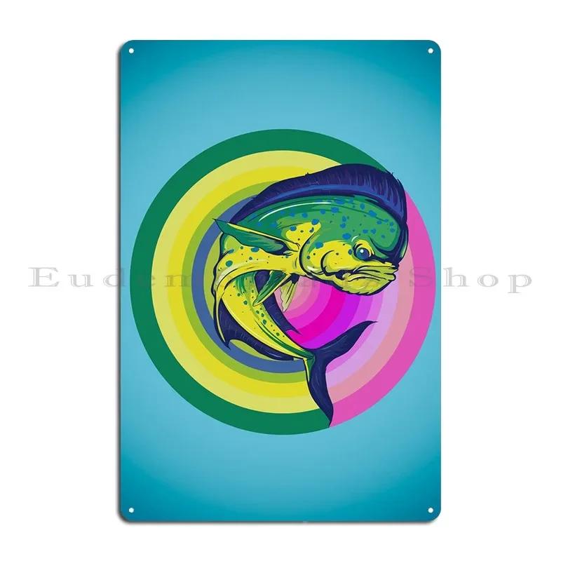 The Dancing Fish Metal Sign Pub Decoration Plaques Personalized Bar Tin Sign Poster