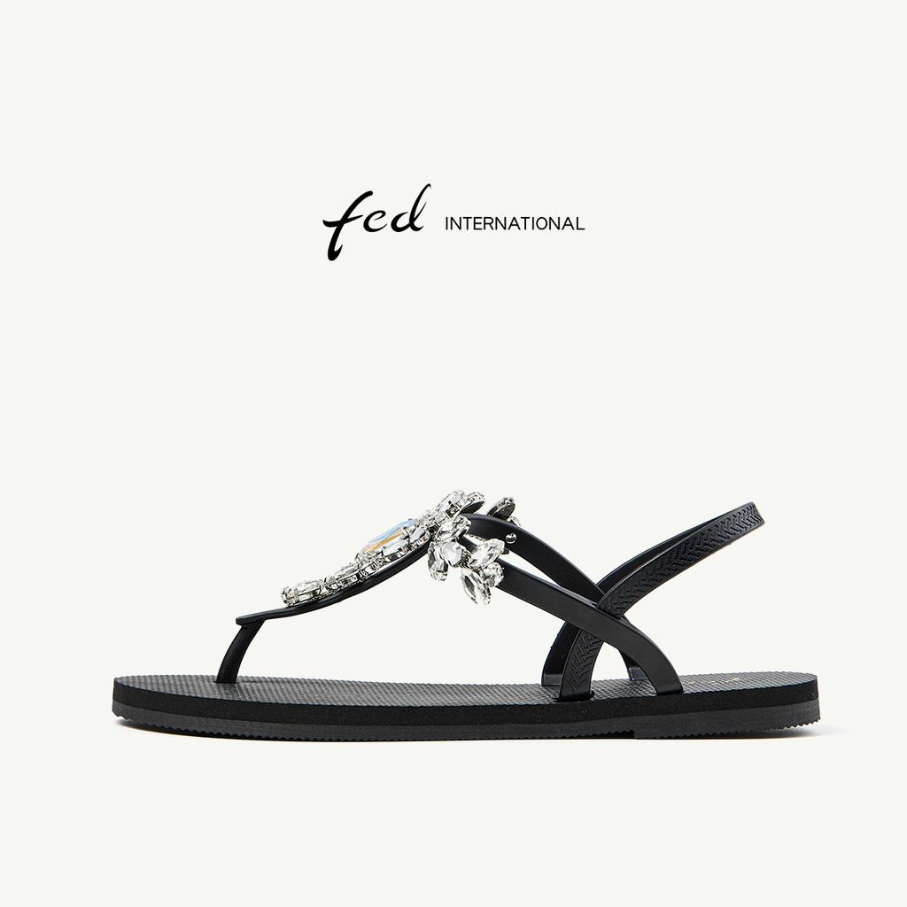 Women's Sandals Summer Luxury Water Diamond Flat Bottom Creeper Shoes with Toe Clip Back Tripping Strap Beach Sandals