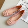 Fashion Women's Summer New PVC Solid Color Square Button Sandals Fashion Shallow Mouth  Casual Flat Women's Single Shoes