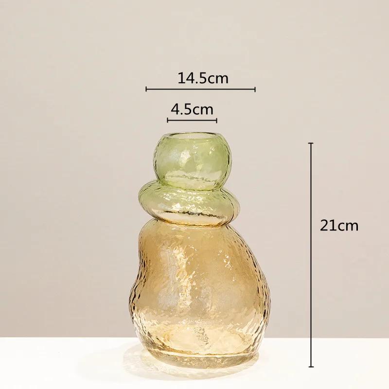

Glass Vase Gradient Color Gourd Shape Irregular Rockery Terrarium Floral Arrangement Accessories Home Decoration Accessories