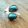 Bohemian Ethnic Style Creative Faux Turquoise Opening Adjustable Ring Women Retro Party Personality Jewelry Accessories