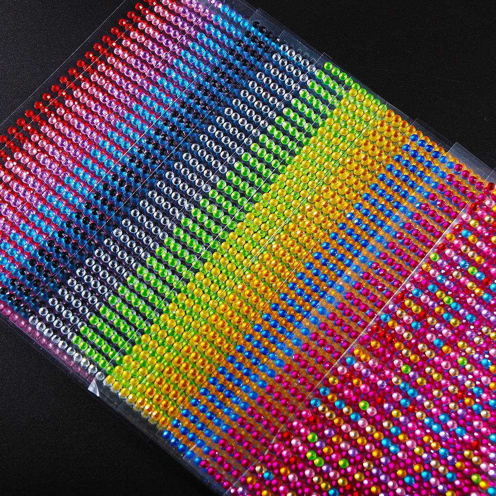 1500 Teile/satz 3mm Diy Aufkleber Kunst Kristall Bling Strass Selbstklebende Aufkleber für Telefon Fall Dekoration YSXX