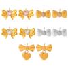 Gold-Plated Zircon Heart Stud Earrings with Pleated Bow Design