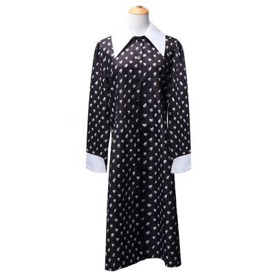 Anime Wednesday Adams Cos American Drama Same Dress Wednesday Halloween Women's Black Dress Costume For Girl