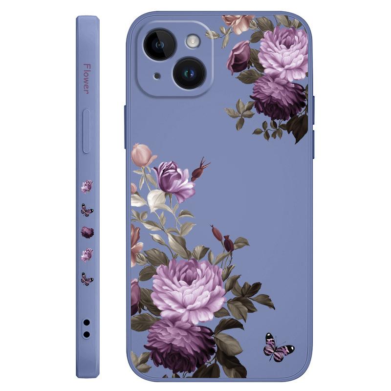 

Peony Blossoms Phone Case For iPhone 16 16e 15 14 13 12 11 X XR XS Plus Pro Max Mini Silicone Cover iPhone 16e світло-синій колір