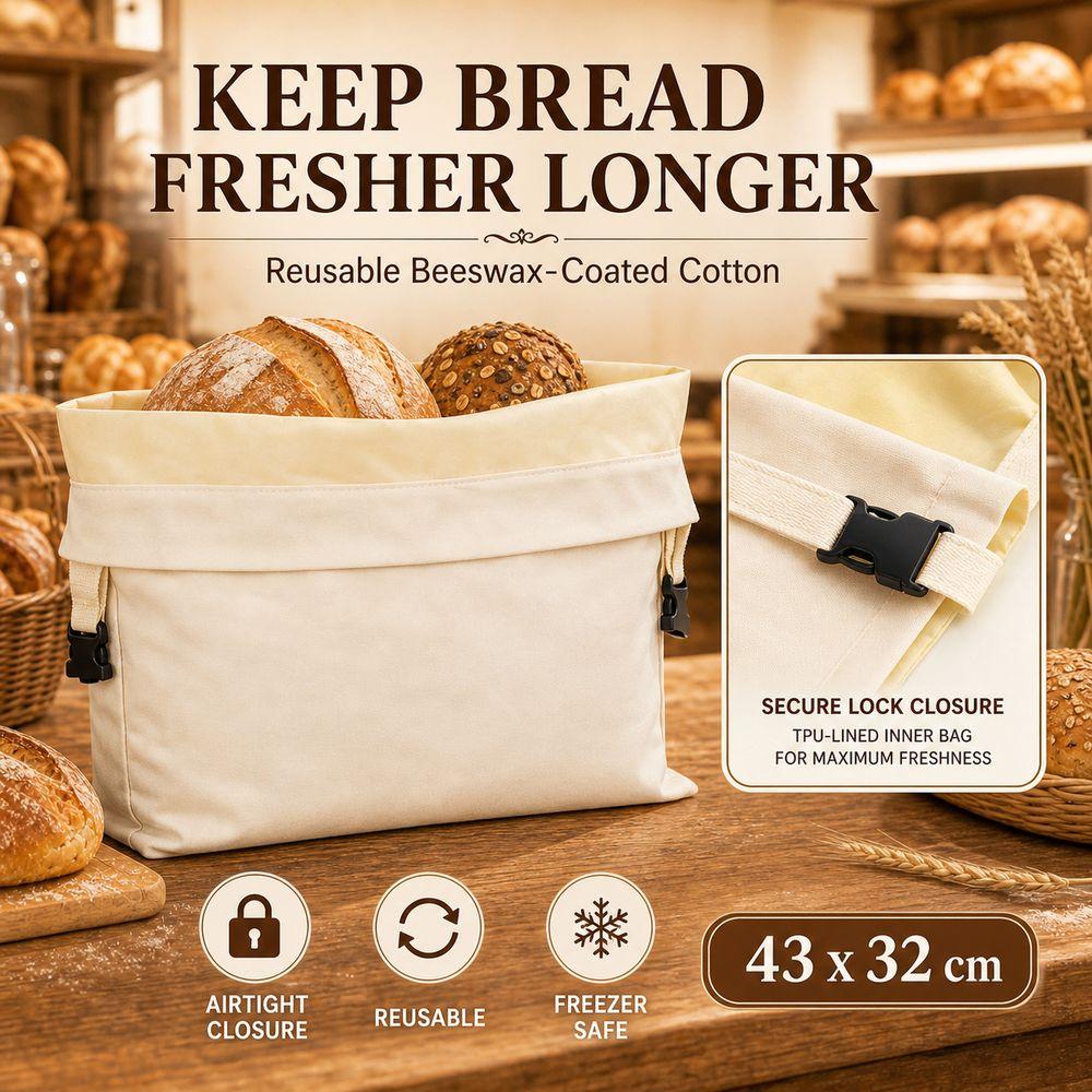 Reusable Beeswax Bread Bags Lock Closure Food Storage Bags New Sourdough Bread Bags Homemade