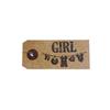 Kraft Labels - ARTEMIO - Girl - 50 Pieces - 9x4 Cm - Wooden Stamp 6.5x4 Cm