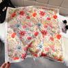 Spring and Summer New Plant and Flower Printing Large Square Scarf Women's Retro Style Versatile Outer Decorative Silk Scarf Scarf Scarf