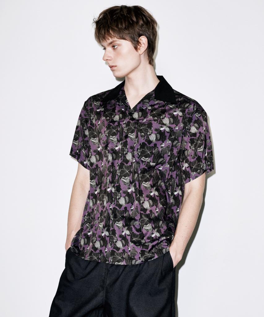Koldeubeullaengkis Nocturnal Bloom Graphic Print Purple Short Sleeve Summer Shirt