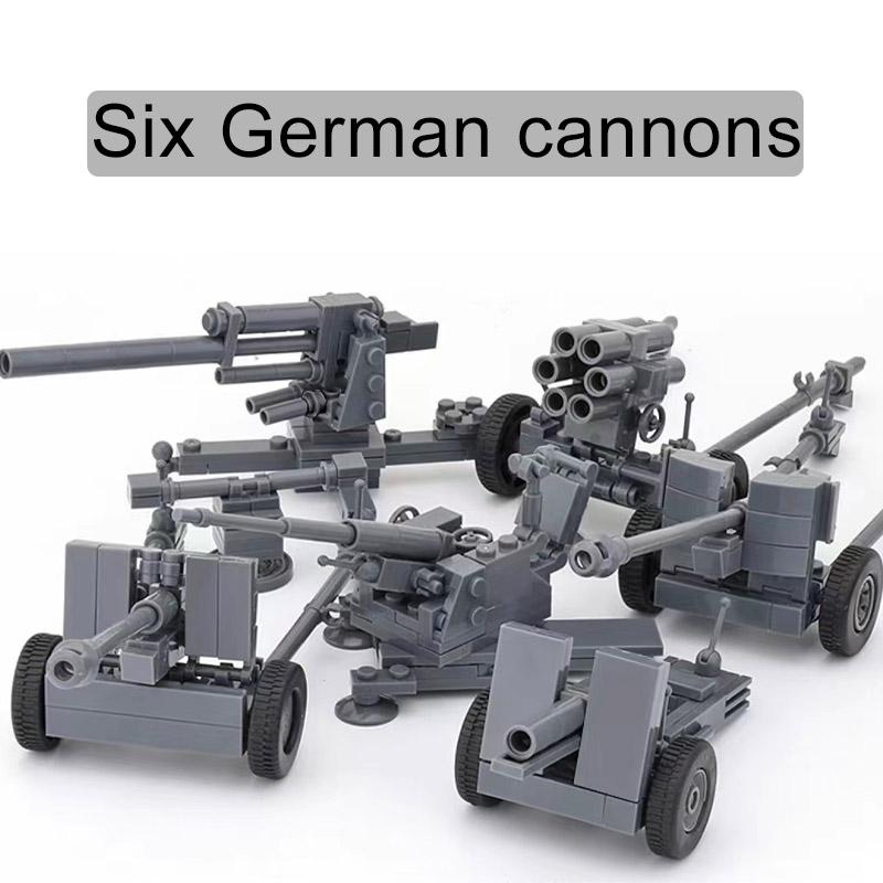 Army Series USA Battle Gun Cannon Brick Playset WW2 German Anti-aircraft Rocket Army Soldier Figures Block Bricks Kids Toys Playsetss