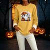 Women's Lined Long Sleeve Neck Halloween Print Top