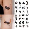 Pegatinas de Tatuaje de Gato Negro Instantáneas Calcomanías de Transferencia al Agua Pegatina de Arte Corporal Dedo Mano Piernas Brazo