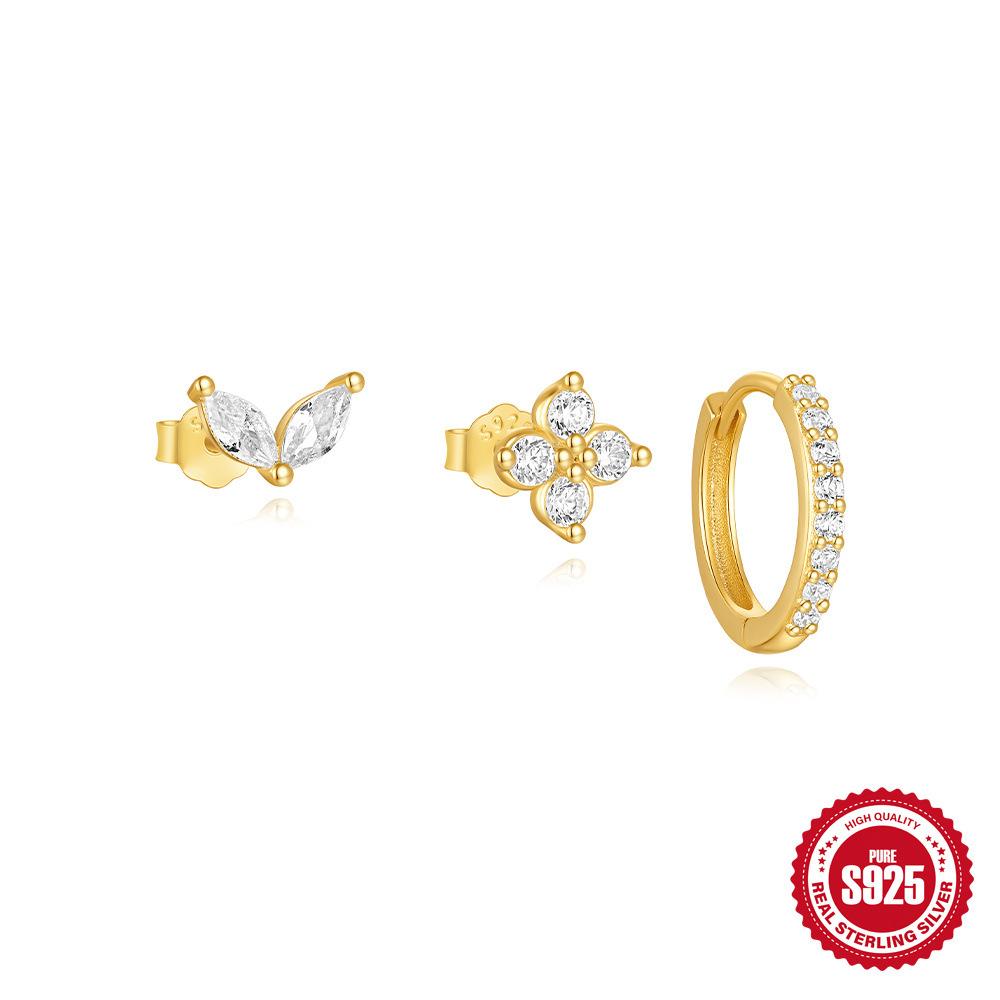 

S925 стерлингового серебра ежедневный темперамент соответствующий комплект серьги серьги женские серьги комплект сережек-гвоздиков 925 Silver