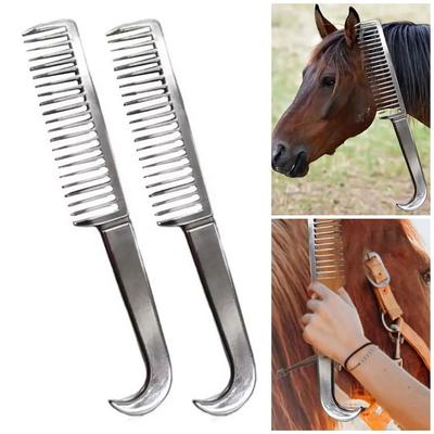 1Pcs Durable Thickened Tooth Horse Grooming Brush Aluminum Alloy Mane Tail Hair Comb Bristle Riding Brush Horse Cleaning Tool