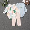 Baby Girl All Seasons Long Sleeve Bodysuit & Pants 3-Piece Set - Pure Cotton, Class A, 3 Sets