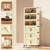 40-60cm Wide Transparent Foldable Double Door Floor Storage Cabinet with Multiple Layers