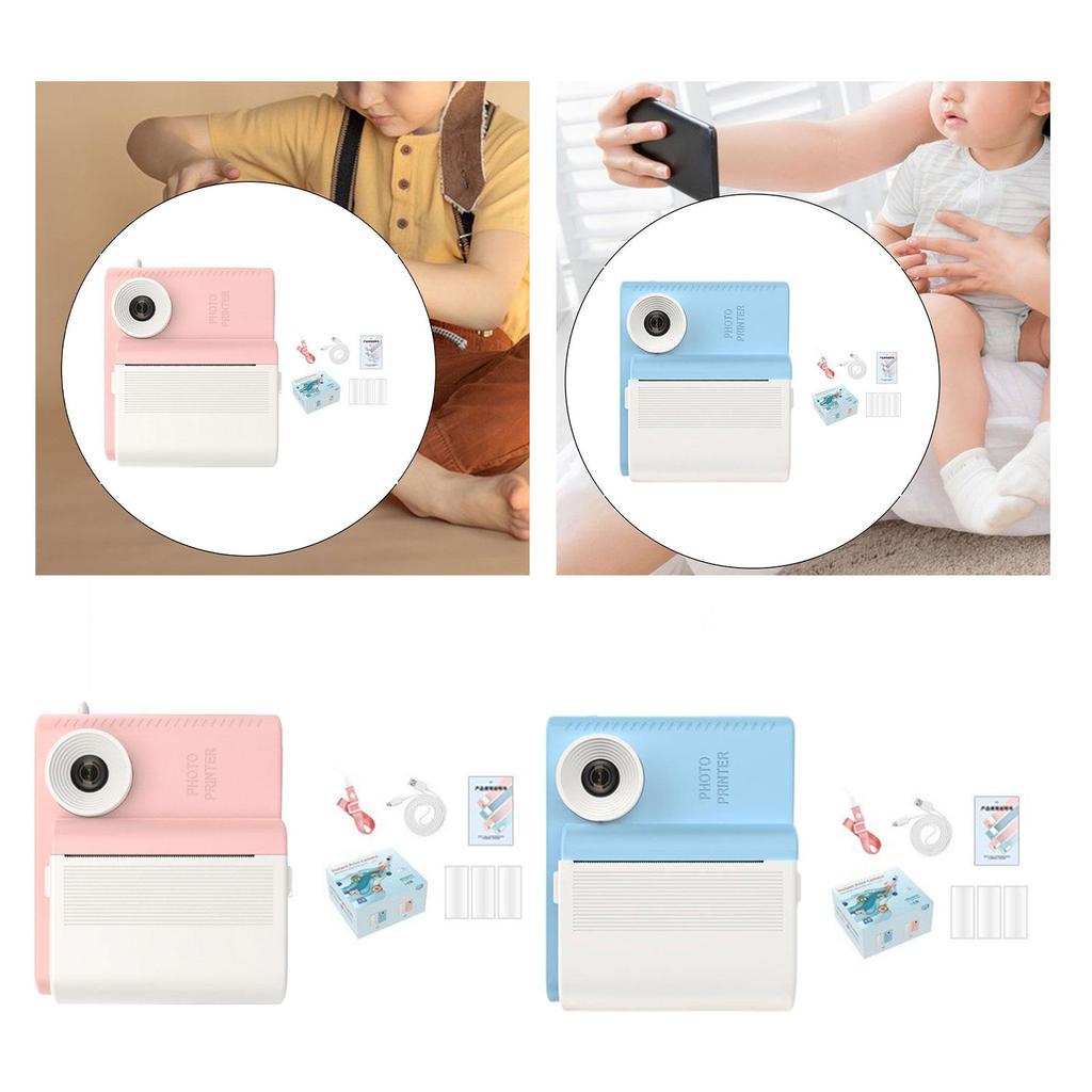 Instant Print Camera for Kids Digital Camera with Lanyard Portable with Paper Rolls Instant Camera for Teens Christmas Photo