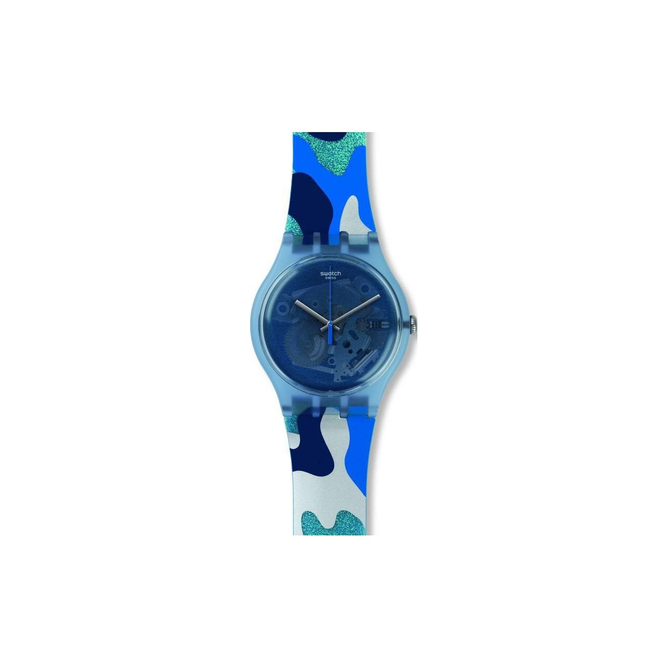 Swatch Quartz Movement 30m Waterproof Watch 41mm Blue Dial Plastic Case Silicone Strap Unisex watches SUOZ215 Blue Dial