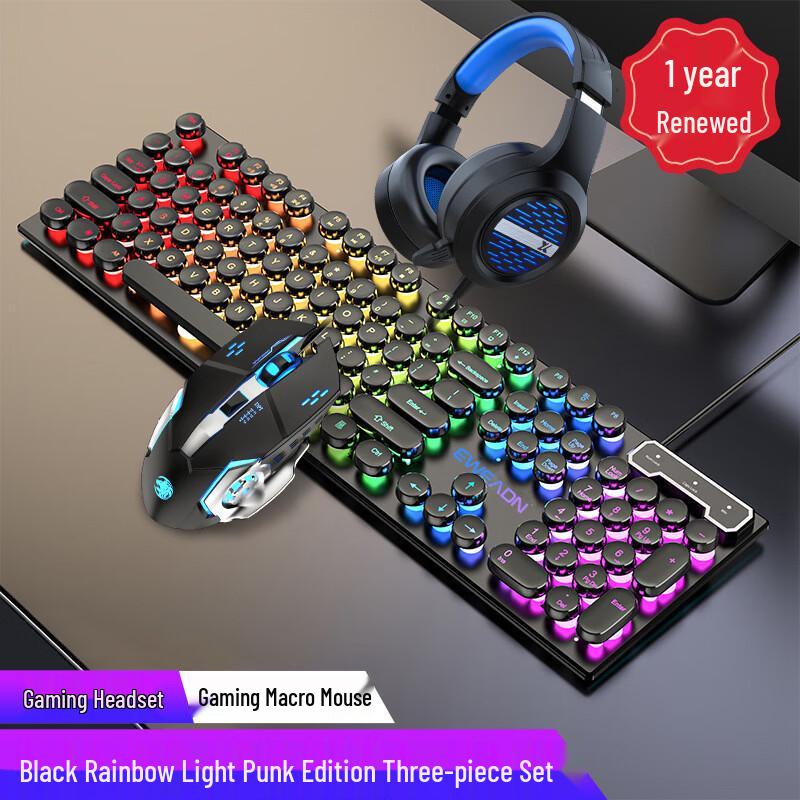 

Qisha Wired Punk Gaming Keyboard & Mouse Combo with Headset