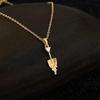 18K Gold Zircon Shovel Pendant Necklace - Luxury Clavicle Chain for Women
