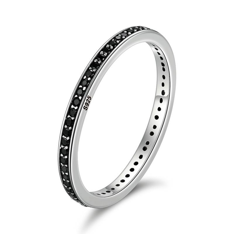 WOSTU 925 Silver Simple Stackable Ring For Women Wedding AAA Zircon Band engagement Rings Size 6 7 8 9 10 Jewelry Gift