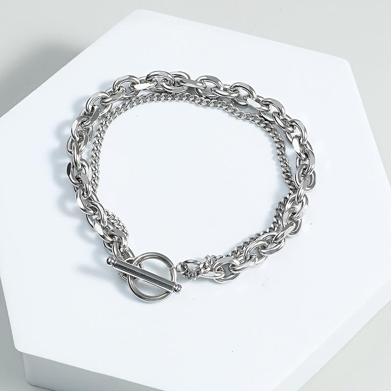 Men's Stylish Double Layer Stainless Steel Chain Bracelet