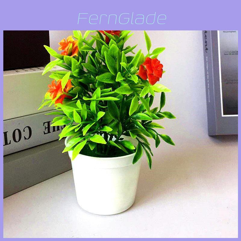 Artificial Rose Miniature Potted Plant With Plastic Construction For Home Decor And Gift