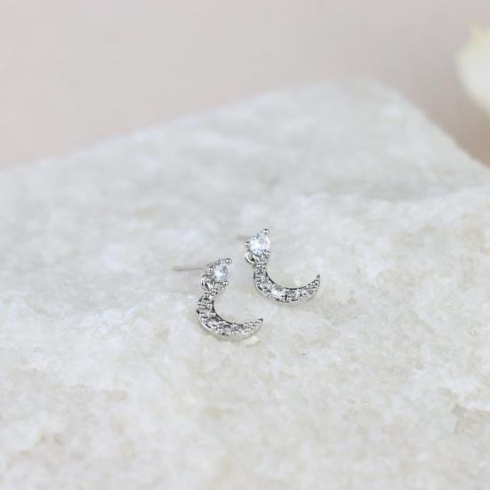 3 paia di orecchini da donna a forma di luna e stella, orecchini a cerchio in rame elettroplaccato, orecchini a bottone con strass, per feste di ballo e appuntamenti