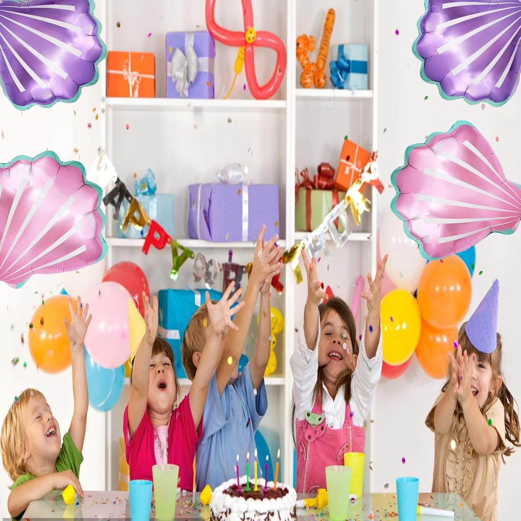 Meeresschalen Luftballons Mehrfarbige Meeresschalen Folien Mylar Ballon für Babyparty Geburtstag Ozean-Themenparty Dekorationszubehör