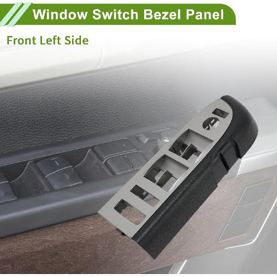 1 Pc Front Left Side No.22968506 Door Control Switch Panel Trim for Chevy Silverado 1500 2010-2013 Plastic Gray Black