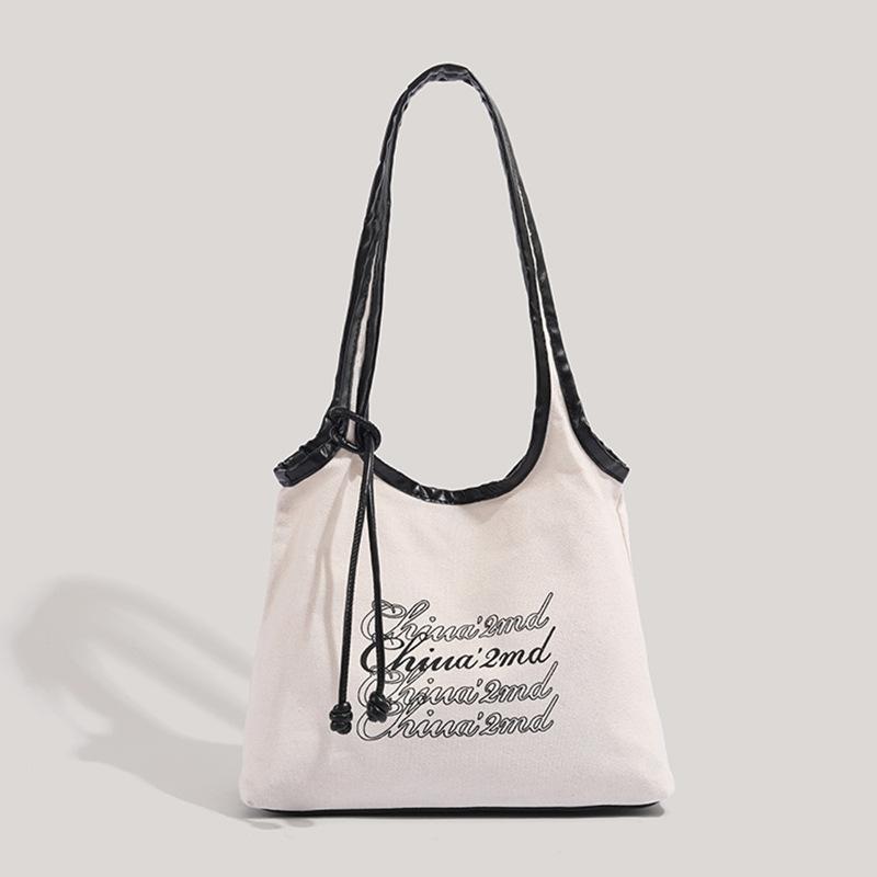 

Женская холщовая сумка-тоут через плечо большой вместимости бежевый