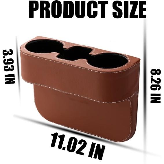 Getränkehalter im Auto mit Telefonhalter, Lederbezug für die Seitentasche der Konsole, Getränke-Organizer für die Lücke zwischen den Vordersitzen im Auto, multifunktionale Aufbewahrung für Zubehör