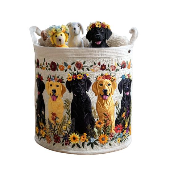 Quilted Laundry Basket Foldable Boho Fabric Laundry Hamper Cute Cat Storage Basket for Clothes Toys Blankets Nursery Bedroom