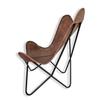 Dark Brown Leather Butterfly Chair - Comfortable Arm Rest Butterfly Chair - with Iron Stand