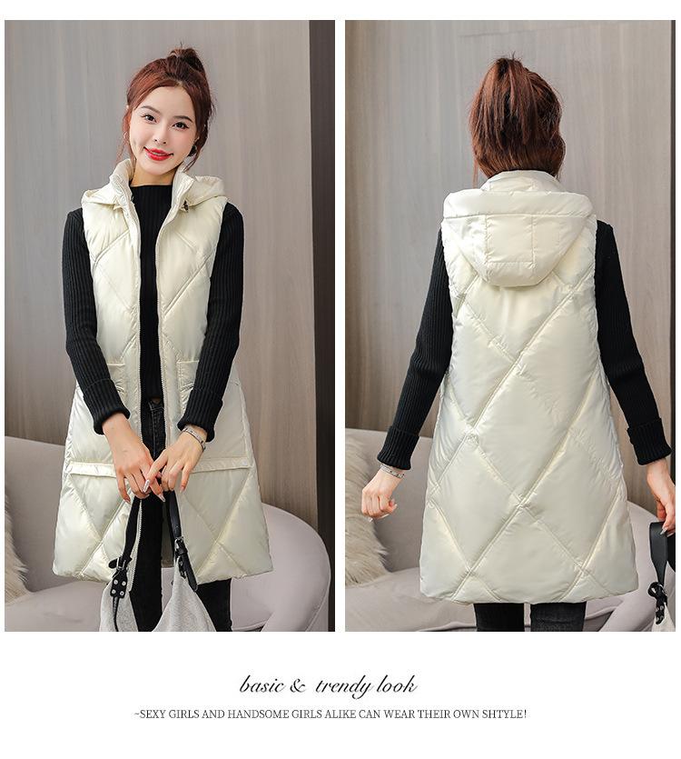 Herbst Winter frauen Einfarbig Mit Kapuze Weste Lose Verdickung Warme frauen Ärmellose Jacke