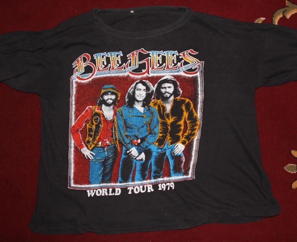Vintage Bee Gees World Tour 79 Cotton Black Men S5XL TShirt Unisex T-Shirt L