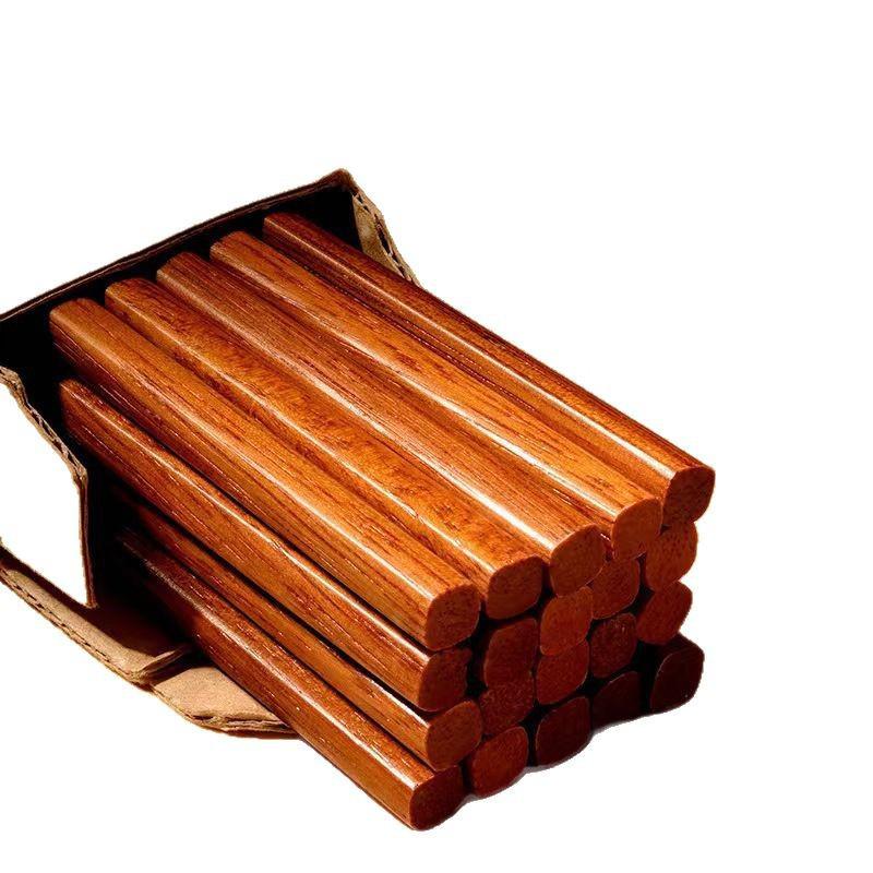 High-End Natural Solid Wood Chopsticks - Red Sandalwood & Chicken Wing Wood, No Paint or Wax, Healthy & Practical