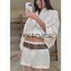 Summer New Product Women's Clothes Minimalist Stand Collar Long Sleeves Linen Blended Roll-up Sleeve Jacket Outwear 3653724